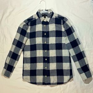 J. Crew size 0 plaid cotton button down, lightly worn, very soft